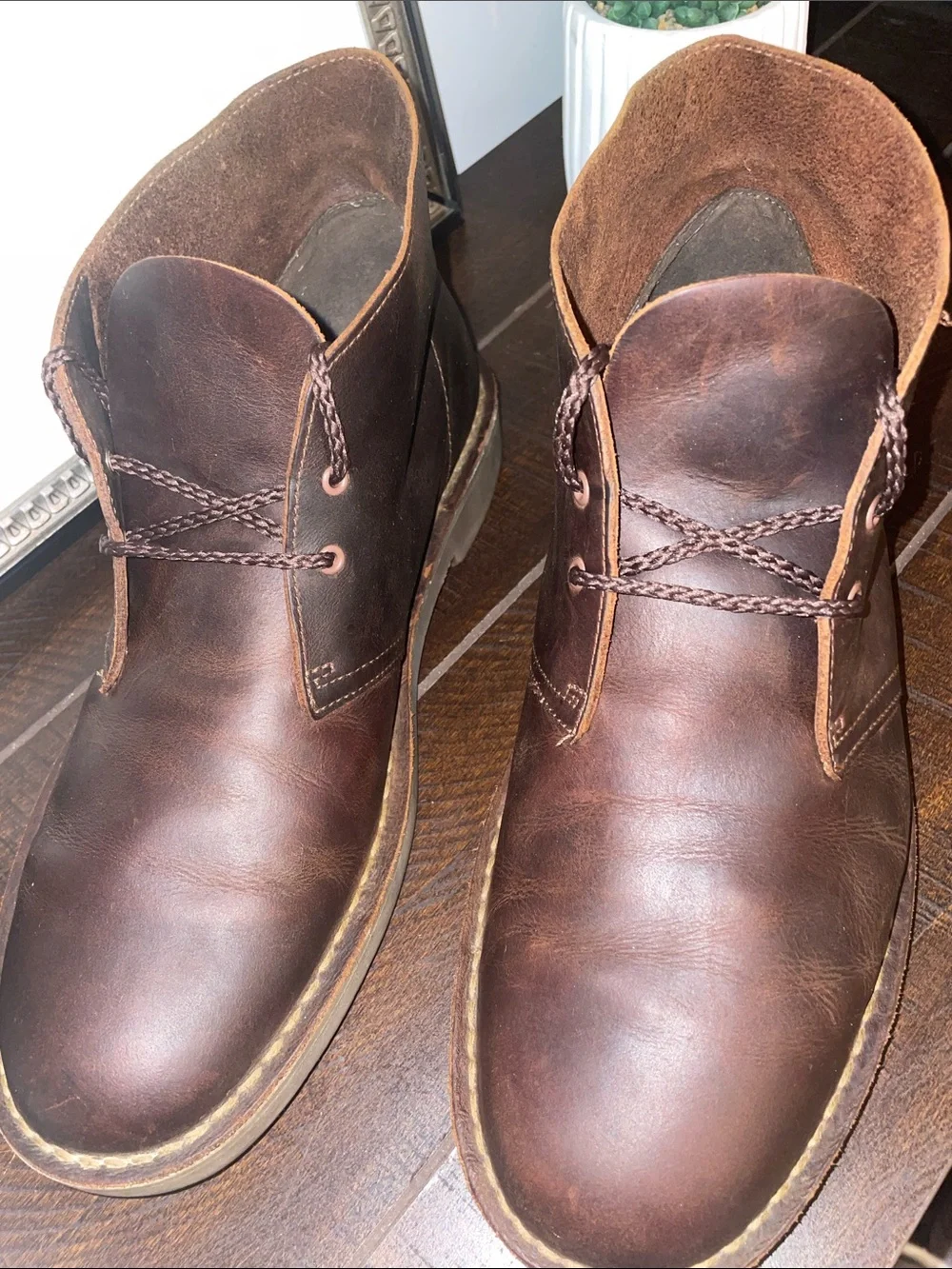 Clarks Bushacre II Men's Dark Brown Leather Chukka Dessert Boots Size 10.5 M